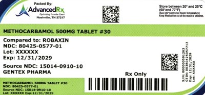 Methocarbamol 500mg #30 (Methocarbamol 500mg 80425 0577 01)